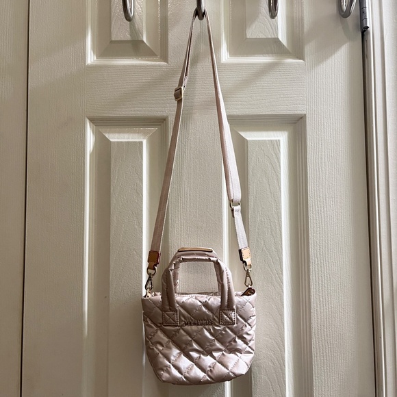 MZ Wallace Micro Metro Tote Deluxe Rose Pink Metallic Purse - Picture 5 of 6